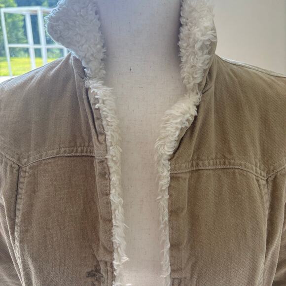 Abercrombie & Fitch Vintage Y2K Tan Velvet Sherpa Jacket Size M - Picture 2 of 11